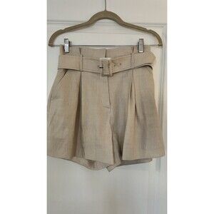 Veronica Beard Ashford Linen Paper Bag Shorts Size 4 Oatmeal Color EUC